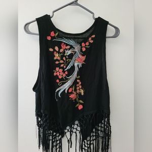 Like New Fringe top with open tie back Size Medium